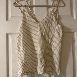 Naked Zebra Cream and Black Pinstripe V-Neck Cami